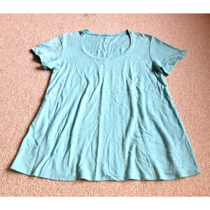 NWOT Womens Top-EILEEN FISHER-aqua blu linen knit scoop neck Capsule Old Money-S